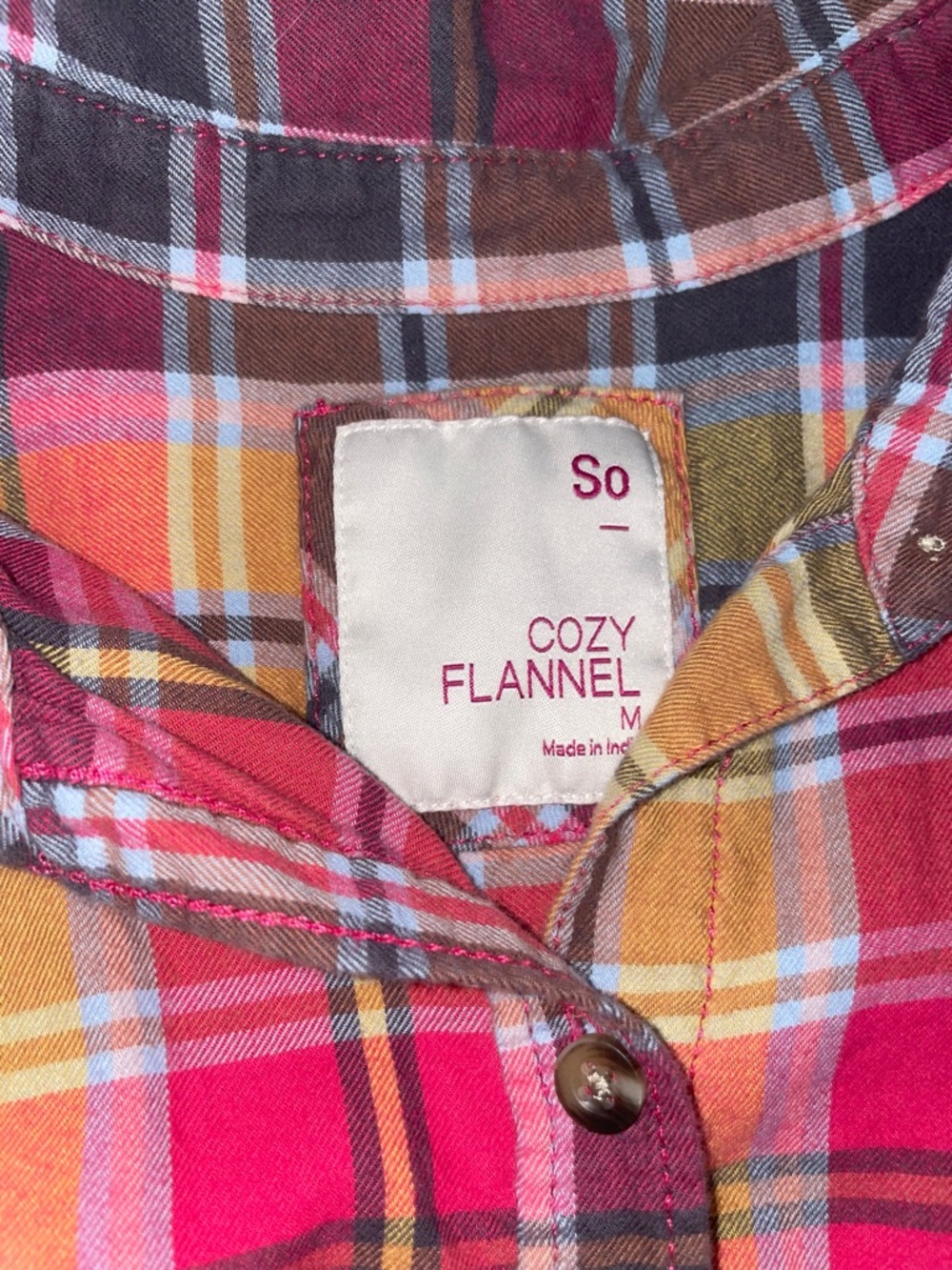 Upcycled Sonoma Rolling Stones Plaid Button-Down Shirt with rhinestones - Picture 14 of 15